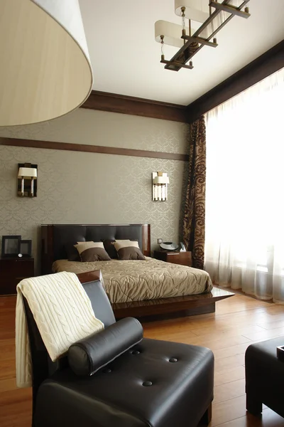 Bedroom with wide window — Stock Photo, Image