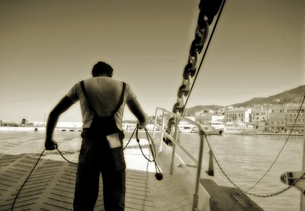 stock image man on the ship