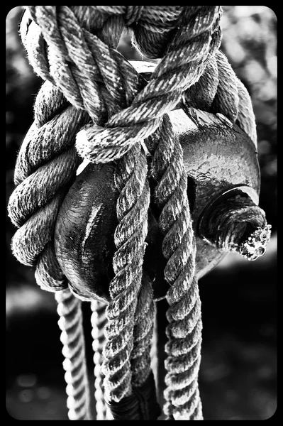 Primo piano di una corda di ormeggio — Foto Stock