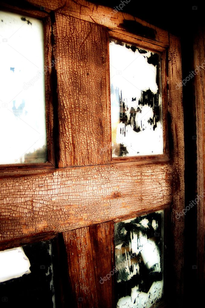 The window of the old wooden log house