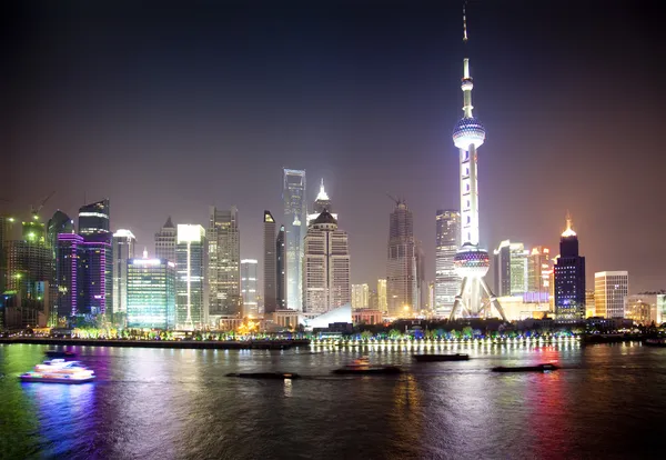 Widok nocny Szanghaju, Chiny — Zdjęcie stockowe