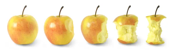 Cronología de comer una manzana — Foto de Stock