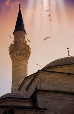 Minaret of Blue Mosque / Istanbul / beautiful sky clipart