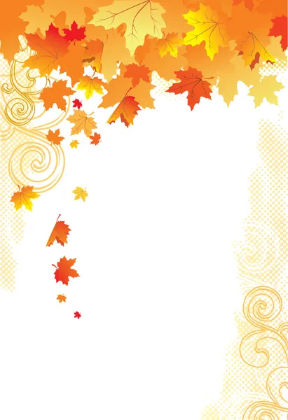 Autumn Background / gold leaves on white background — Stock Vector