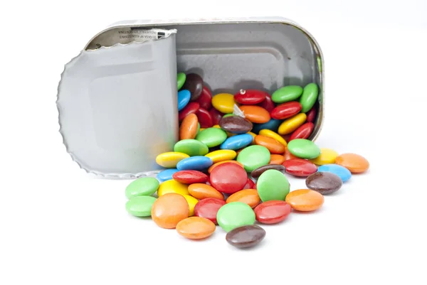 Tin with candy — Stock Photo, Image
