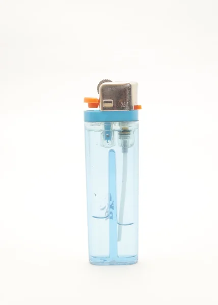 Isqueiro de plástico azul isolado — Fotografia de Stock