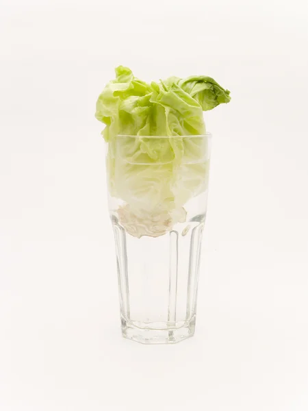 Glass with lettuce — Stock Photo, Image