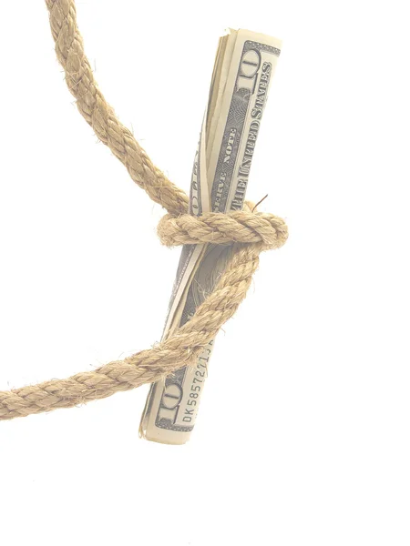 Pengar bundna med rep — Stockfoto
