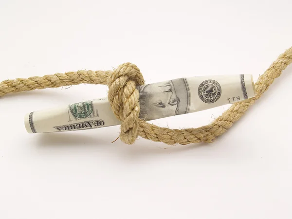 Pieniądze związane z liną — Zdjęcie stockowe
