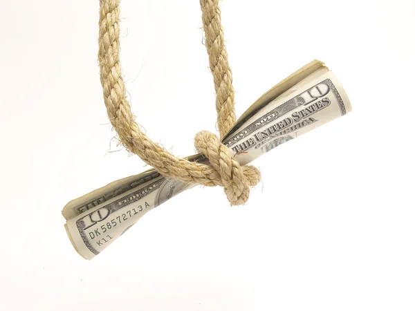 Money tied up with rope — Stock Photo, Image