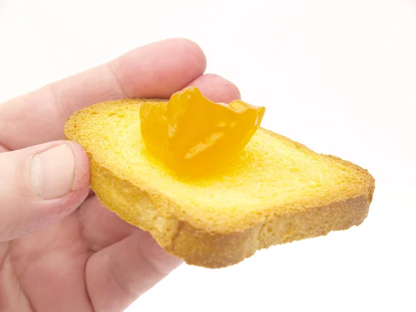 Toast und Pfirsichmarmelade — Stockfoto