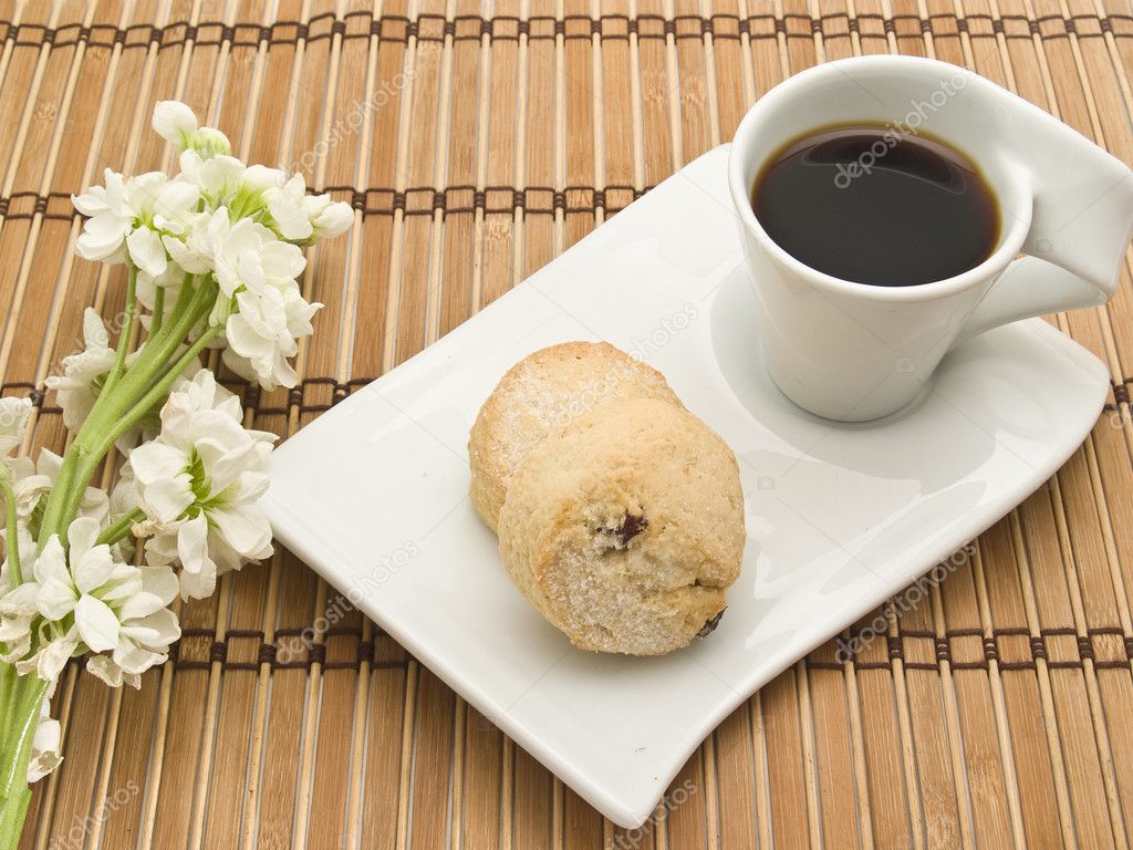 Cup of coffee with biscuits — Stock Photo © lauria 3034389