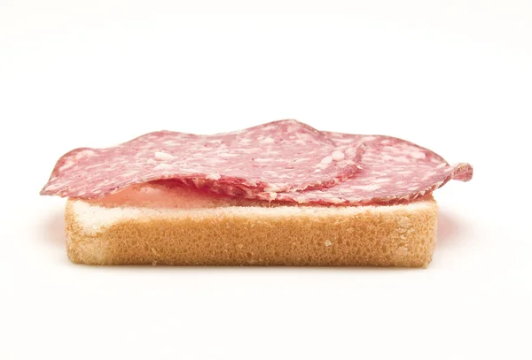 Bröd med salami — Stockfoto