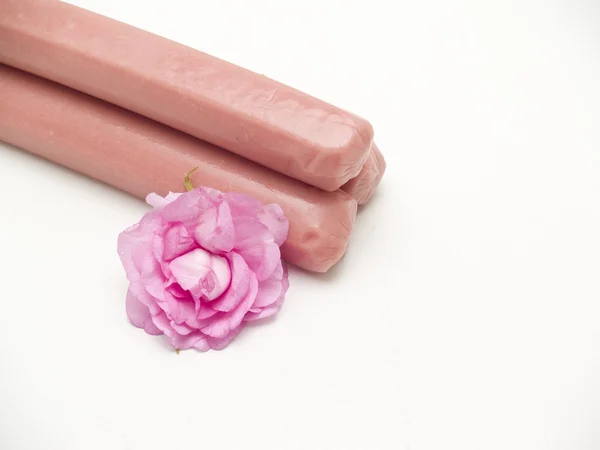 Sausage with flower — Stock Photo, Image
