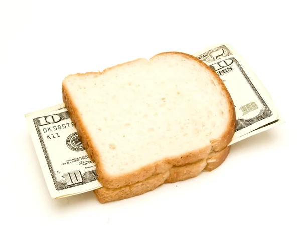 Бутерброды в долларах — стоковое фото