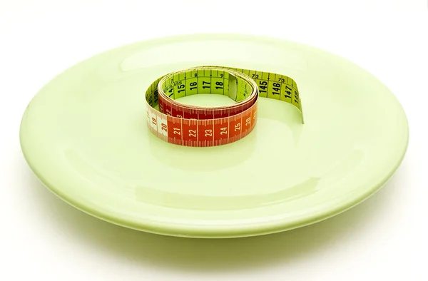 Plate with tape measure — Stock Photo, Image
