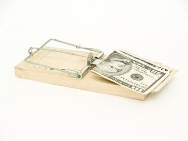 Mouse trap with dollars clipart