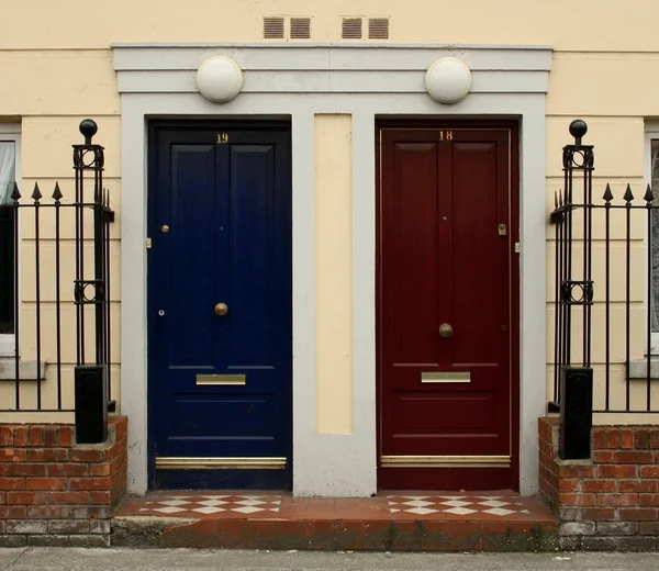 Blue and red doors Royalty Free Stock Photos