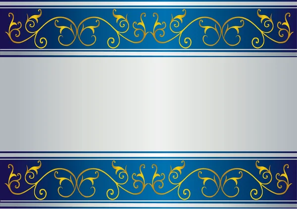 Μπλε κάρτα με floral σχέδιο χρυσό — Διανυσματικό Αρχείο