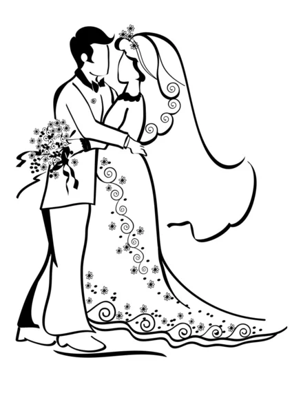 Wedding bride and groom — Stock Vector