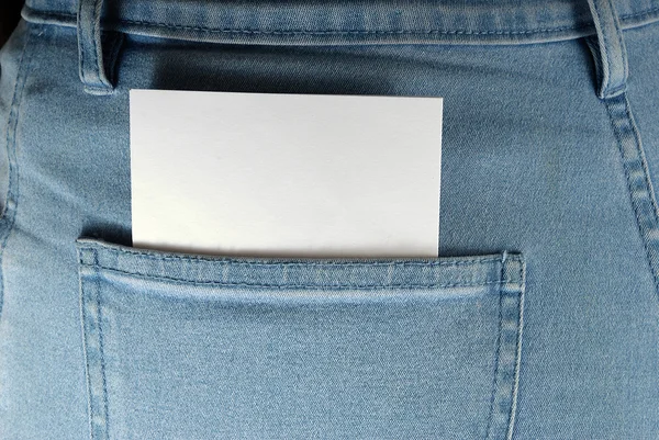 White card in jeans pocket — Stock Photo, Image