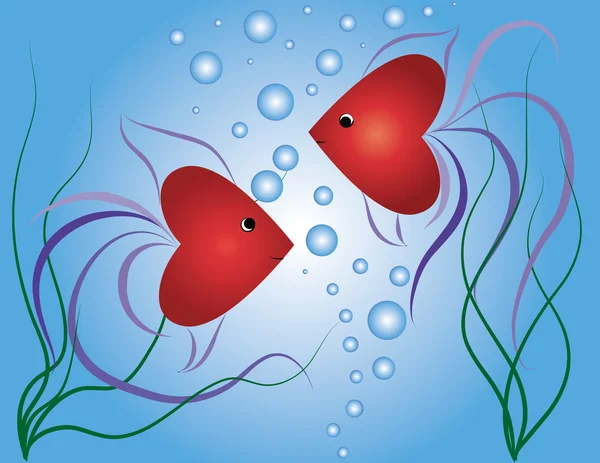 Small fishes-hearts — Stock Vector