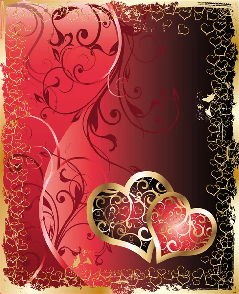 Свадебная карточка с двумя сердцами, вектор — стоковый вектор