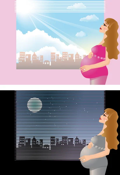 Sweet expectation. Day and night. vector — Stock Vector