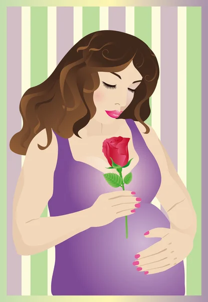 Pregnant women and rose, vector — Stock Vector