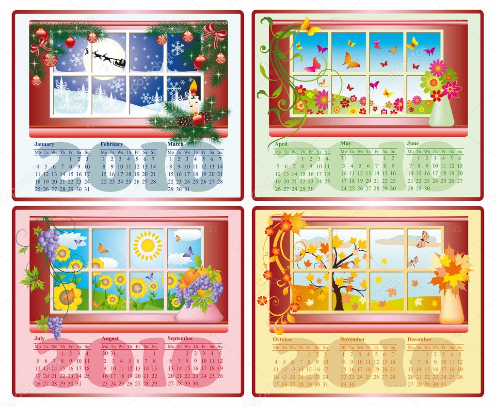 Calendar for 2010, vector