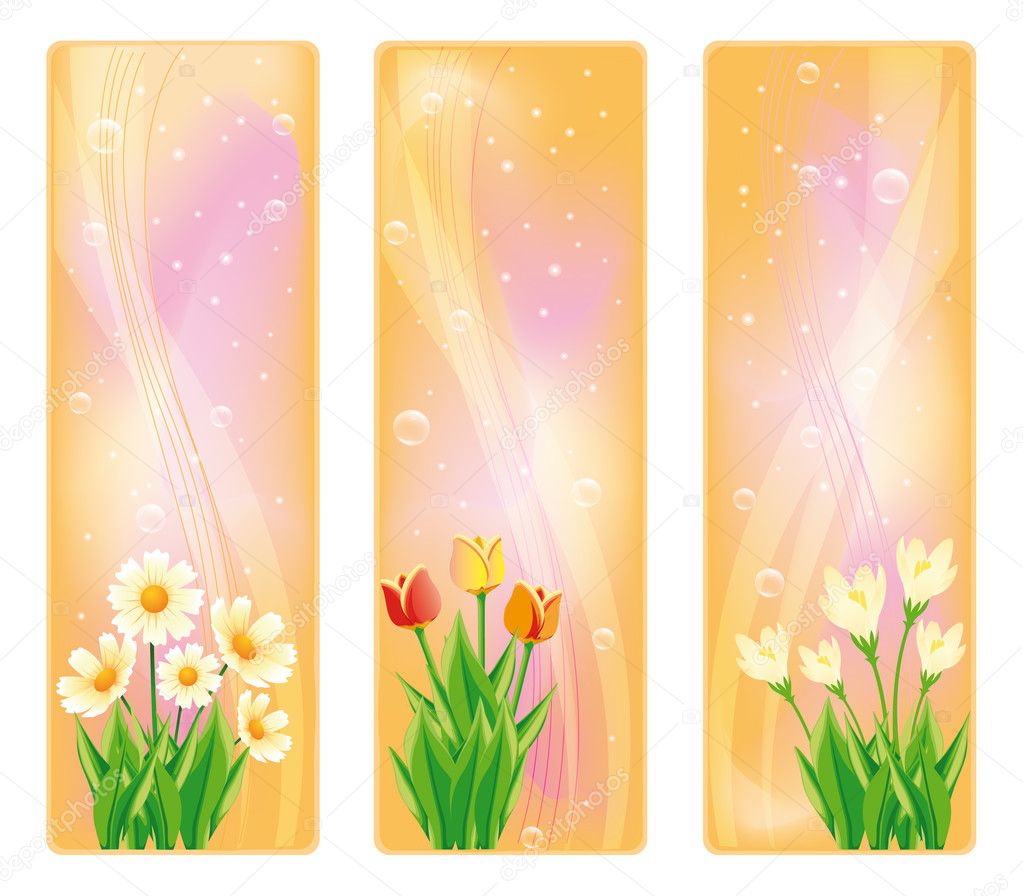 Spring floral banner, vector
