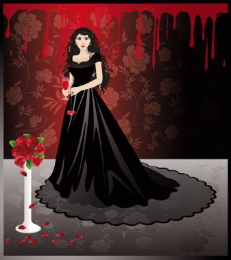 Kız vampir kanı cam ile vektör