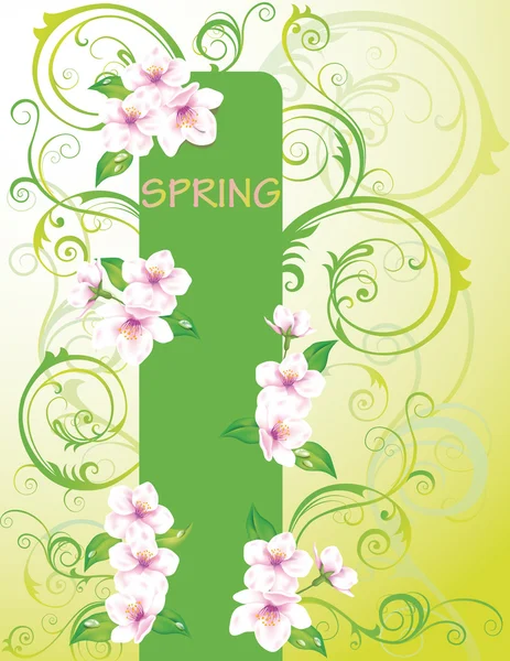 Spring floral banner, vector — Stock Vector