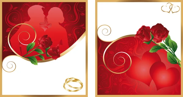 Deux cartes d'invitation pour mariage, vecteur — Image vectorielle