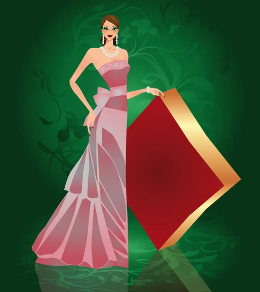 Poker symbole diamant et fille — Image vectorielle