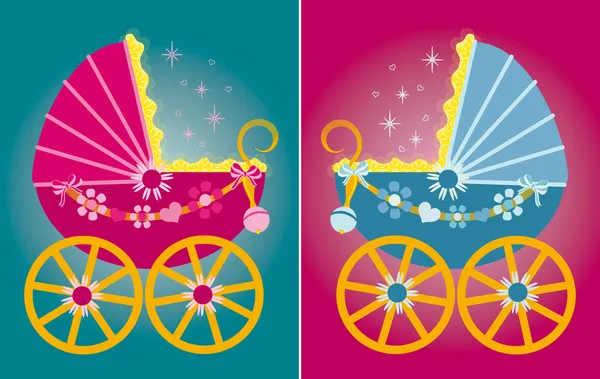 Vector illustration of a pram for baby — Stock Vector