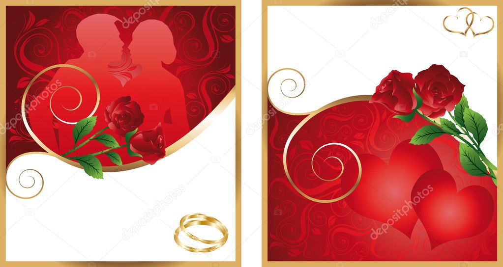 Two invitation cards for wedding, vector