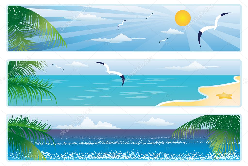 Summer banner with palm trees. vector