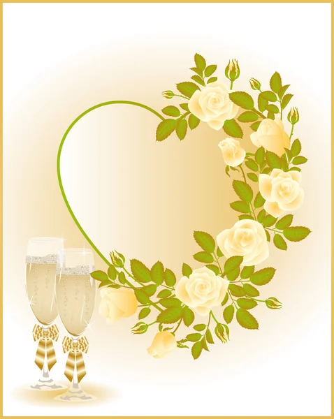 Svatební kartu s šampaňským, vektorové — Stockový vektor
