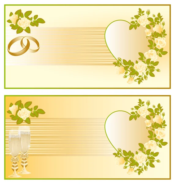 Set Carte de vœux de mariage, vecteur — Image vectorielle