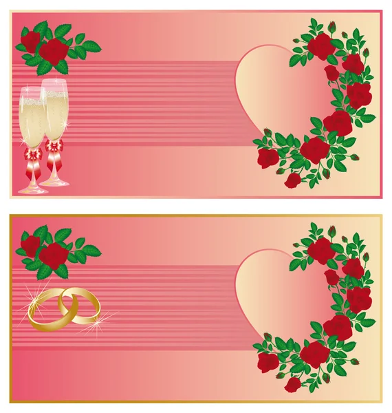 Définir deux carte de vœux de mariage, vecteur — Image vectorielle