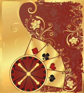 Casino background with roulette, vector clipart