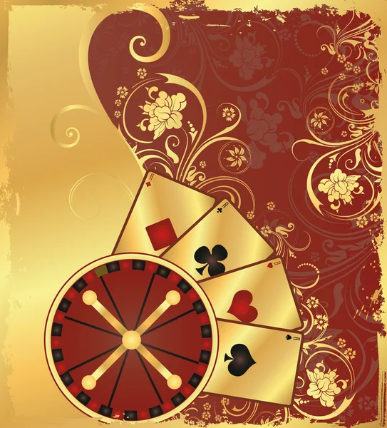 赌场背景与轮盘赌，矢量 — 图库矢量图片