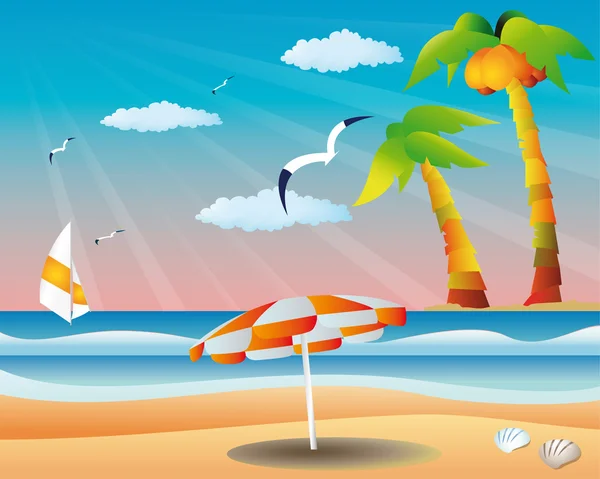 Παραλία κάρτα ταξιδίου, διάνυσμα — Διανυσματικό Αρχείο