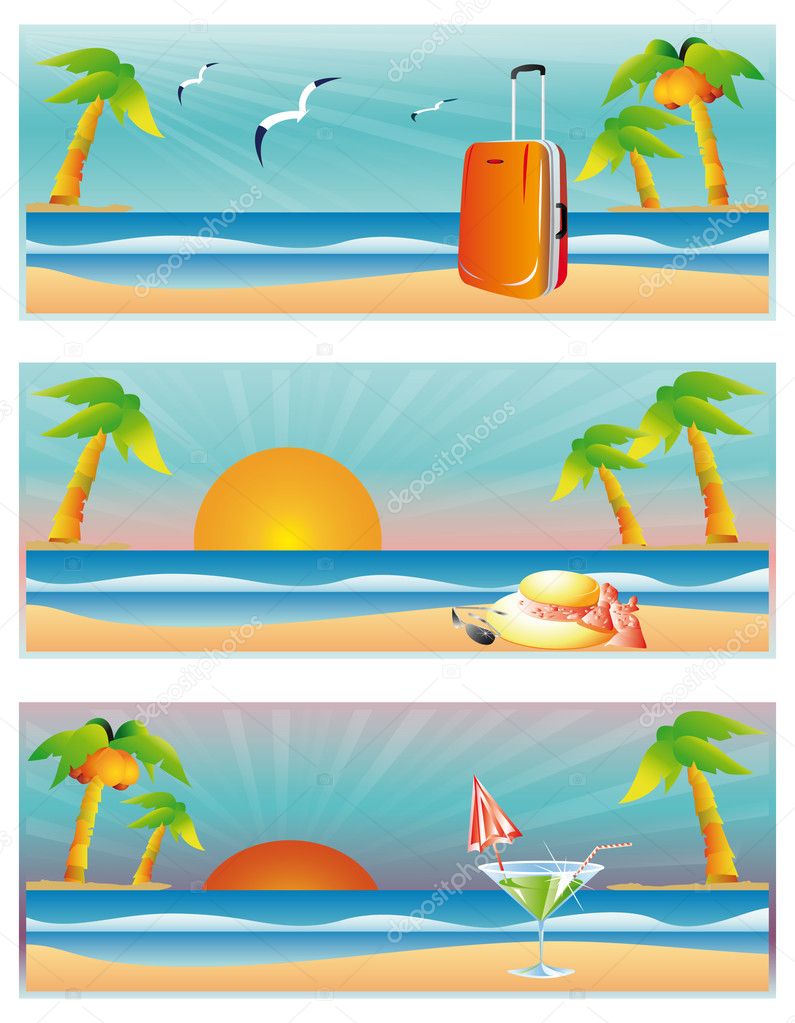 Travel summer banners, vector