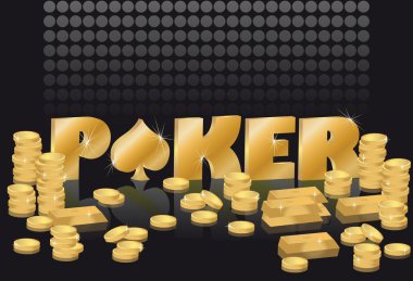 Poker theme with gold coins, vector clipart