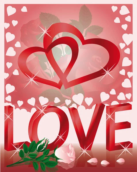 Cartão de amor de casamento, com corações, vetor — Vetor de Stock