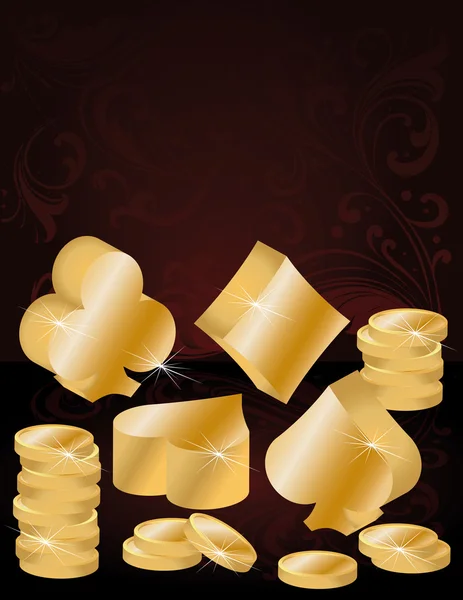 Temă de poker ilustrație vectorială cu monede de aur — Vector de stoc