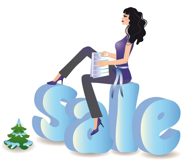 Winter sale 3d image, vector illustration — Stock Vector