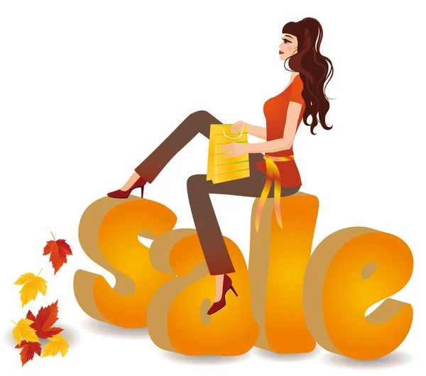 Autumn sale 3d image, vector illustration — Stock Vector